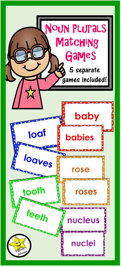 Noun Plural Matching Games Plurals Singular And Plural Nouns