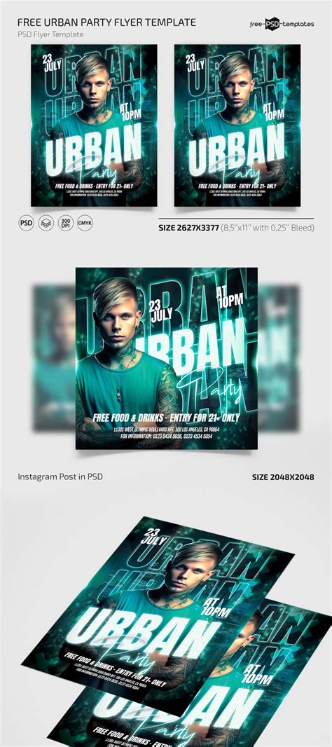 Free Urban Party Flyer Set For Photoshop Psd