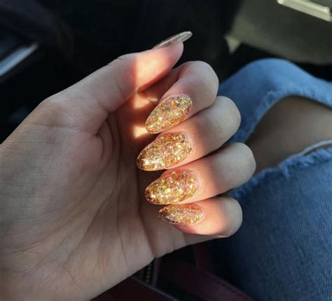 Gold Flake Nails Gold Nails Simple Nails Natural Nail Art