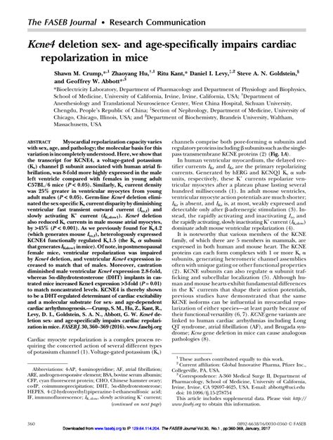 PDF Kcne4 Deletion Sex And Age Specifically Impairs Cardiac