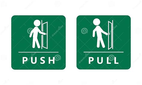 push  pull  open door green square sign label sticker design