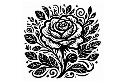 4 Artistic Doodle White Rose Hand Drawn Illustration By