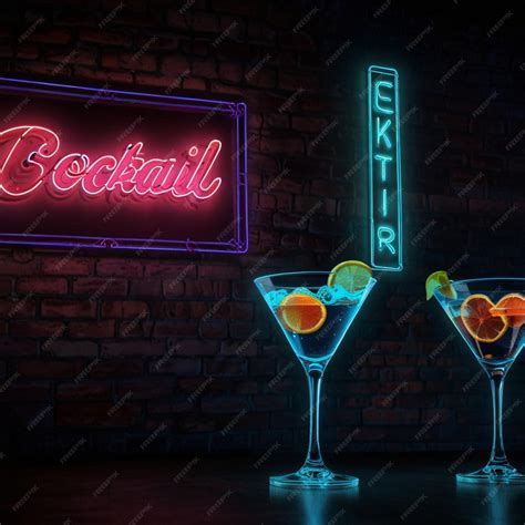 Premium Photo Tropical Cocktail Neon Sign Summer And Vacation Design Night Bright Neon Sign