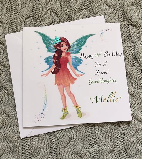 Girls Fairy Birthday Card Handmade And Personalised Daughter Etsy