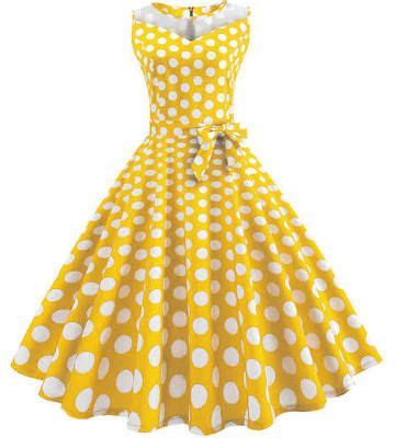 Yellow Polka Dot Dress White Collar Vintage Polka Dot Dress Women S