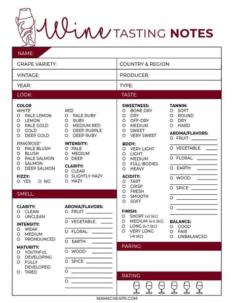 Printable Wine Tasting Party Notes And Scorecard Mama Cheaps Wine