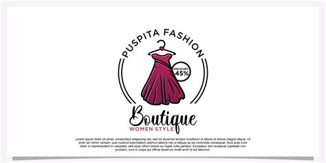 Fashion logo design with dress fashion logo art vector logo template ...