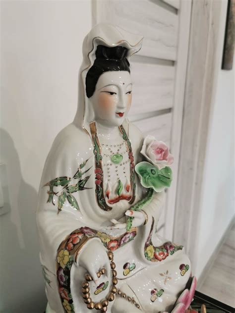 Du A Porcelanowa Figurka Guanyin Z Miejscem Na Kadzide Ko Buddyzm