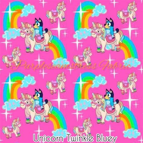 Unicorn Twinkle Bluey Purpleseamstress Fabric