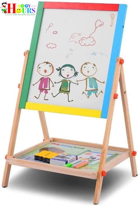 Wooden Double Sided Writting And Drawing Board With Chawk Duster And