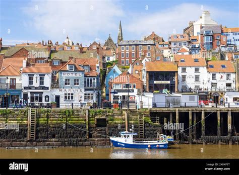 Whitby Yorkshire Whitby Harbour With Small Fishing Boat In The Harbour