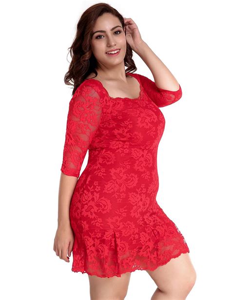 Elegant Exbroidery Red Short Sleeve Round Neck Lace Bodycon Dress