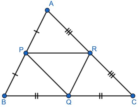 In The Given Triangle P Q And R Are Mid Points Of Sides Ab