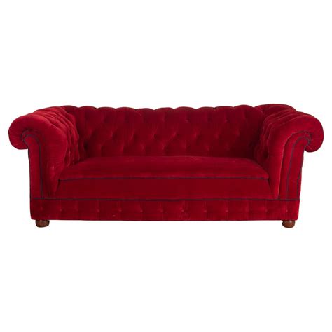 Floating Red Velvet Sofa at 1stDibs