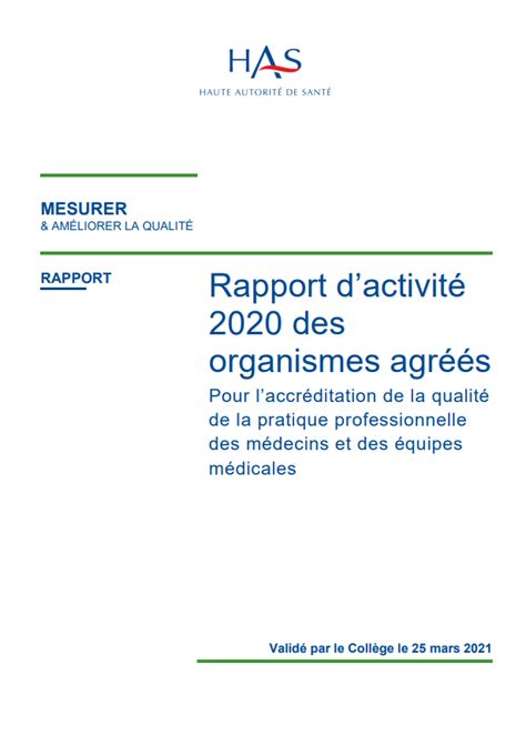 Rapport D Activit Des Organismes Agr S Pour L Accr Ditation De