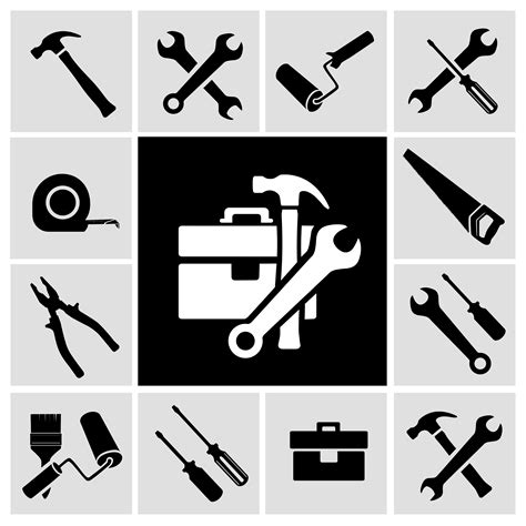 Carpenter Tools Black Icons Set 435991 Vector Art At Vecteezy