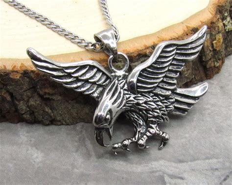 Edelstahl Antik Silber Adler Anhänger Hypo Allergenic Etsy de