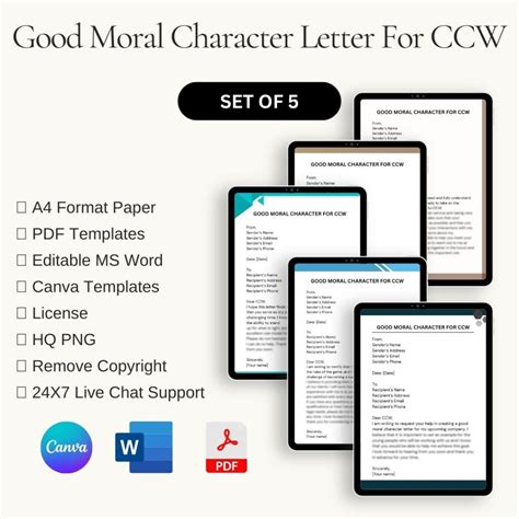 Printable Good Moral Character Letter For CCW Character Reference Letter