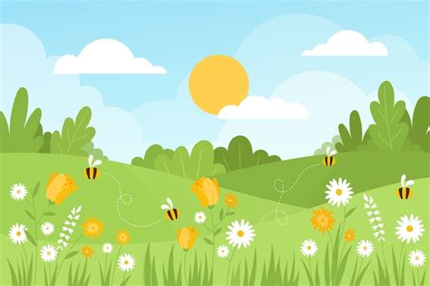 Free Vector Hand Drawn Spring Landscape