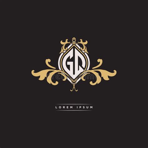 GQ Logo Monogram Ornamental Geometric Vintage Style Stock Vector