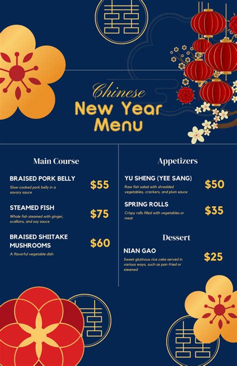 Free Lunar New Year Menu Templates To Edit And Print Canva