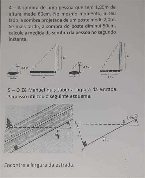 Ajuda minhas duvidas nessas duas questões 1 A sombra de uma