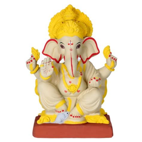 Buy Eco Friendly Ganesh Murti Made Of Shadu Maati No 12 Veling L9 W7 H16 Delivery In Mubai And