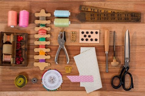 Free Photo Various Types Of Sewing Tools