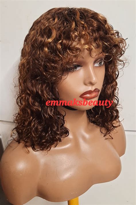 Highlighted Funmi Deep Curly Fringebang Wig In 14inches Etsy