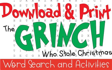 Grinch Word Search Puzzle Free Printable Laura Kelly S Inklings