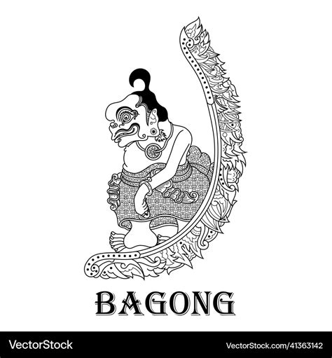 Wayang kulit bagong character in entangle style Vector Image