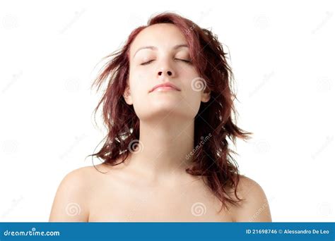 Naked Woman With Eyes Closed Stock Photo Image Of Pretty Hair 21698746