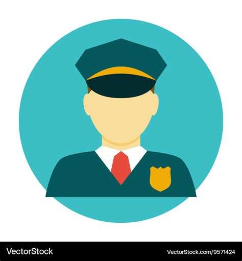 Policeman Officer Flat Icon Royalty Free Vector Image