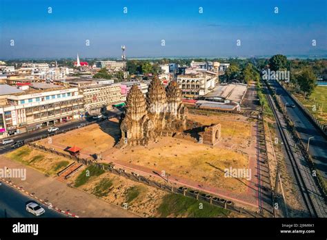 Aerial View Of Pra Prang Sam Yod Or Phra Prang Sam Yot Ruin Temple With