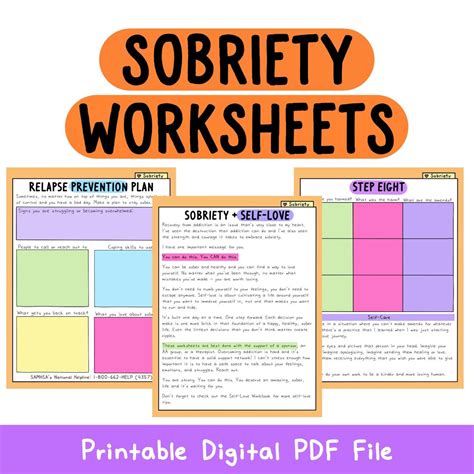 Sobriety Worksheets Recovery Aa Addiction Sober Life Etsy