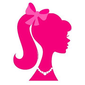 "Retro Barbie Pink Silhouette with Ponytail & Pearls" Sticker for Sale ...