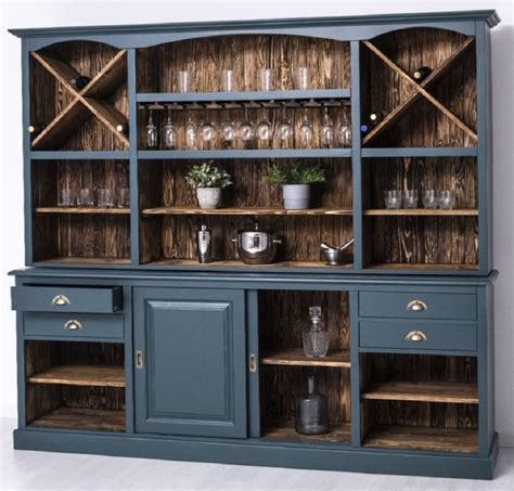 Casa Padrino Landhausstil Barschrank Blau Dunkelbraun X X H