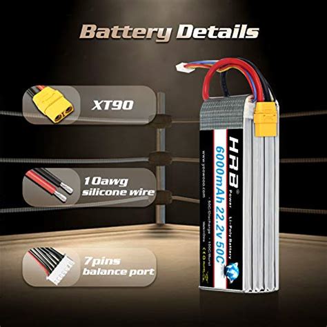 HRB 6S 6000mAh 22 2V Lipo Battery 50C 100C XT90 Plug For Mikado Logo