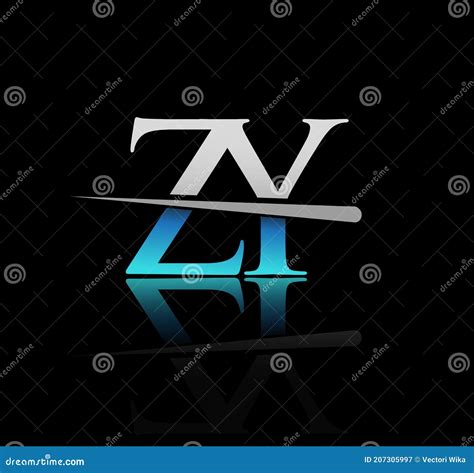 Initial Logotype Letter ZY Company Name Colored Blue And Silver Swoosh