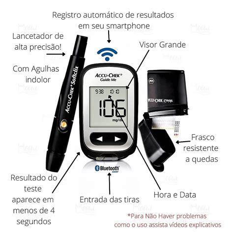 Aparelho Medir Glicose Diabetes Accu chek Guide Kit Completo Frete grátis