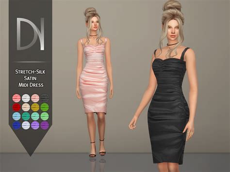 The Sims Resource Stretch Silk Satin Midi Dress