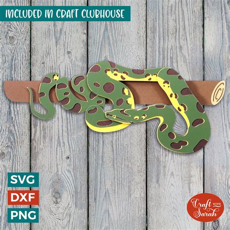 Anaconda SVG | 3D Layered Anaconda Rainforest Animal SVG – Craft with Sarah