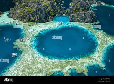 Aerial View Of Beautiful Lagoons And Limestone Cliffs Of Coron Palawan