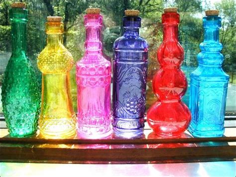 Six Glass Bottles On Window Sill Wetcanvas Reference Image Library Colored Glass Bottles