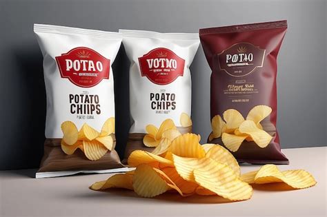 Premium Photo Realistic Vector Design Potato Chips Packaging Template