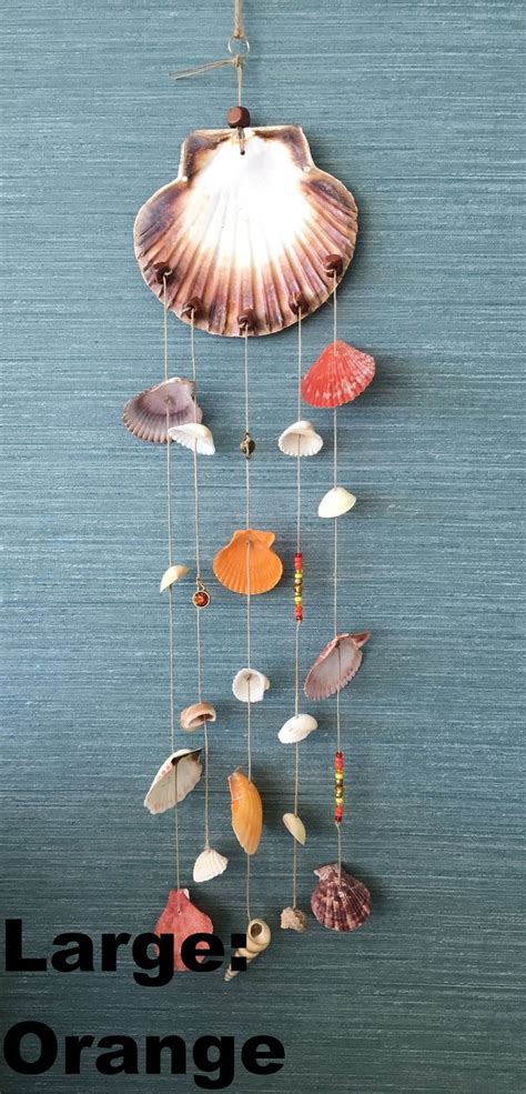 Sea Shell Wind Chime Genuine Handmade With Colored Accent Etsy Shell Wind Chimes Wind