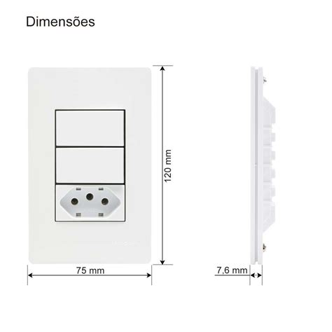 2 Interrup Simples 1 Tomada 20a 4x2 Infiniti Margirius Cor Branco