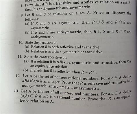 Solved Iprove That If R ﻿is A Transitive And Irreflexive