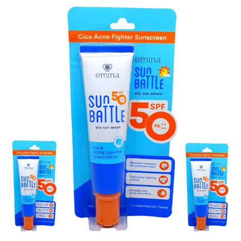 Jual Sunscreen Emina Sun Battle Spf 50 PA Barrier Hydrabust Cica