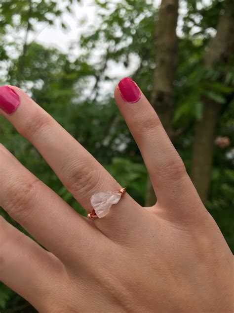 Raw Rose Quartz Crystal Ring Handmade Gemstone Ring Pink Etsy Australia